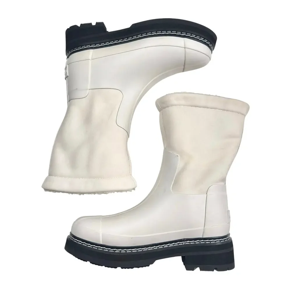 Hunter | Women | White Refined Stitch Sherpa Insulated Wellington Boots | US 5